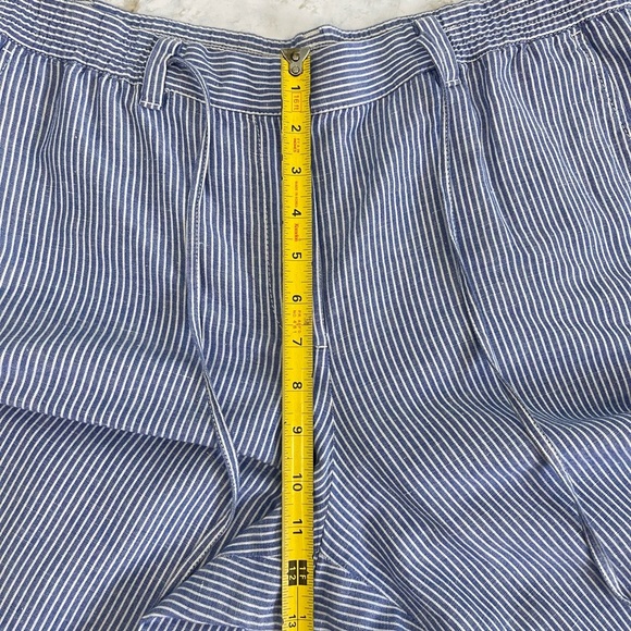 Talbots The Easy Drawstring Pant 12 Wide Leg Linen Blend Pants Coastal Striped - Picture 12 of 15